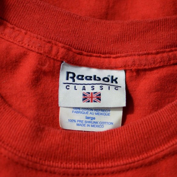 Reebok MenT-shirt Great Britain Embroidered Logo RED Sz L 100% Pre shrunk Cotton - Picture 3 of 4